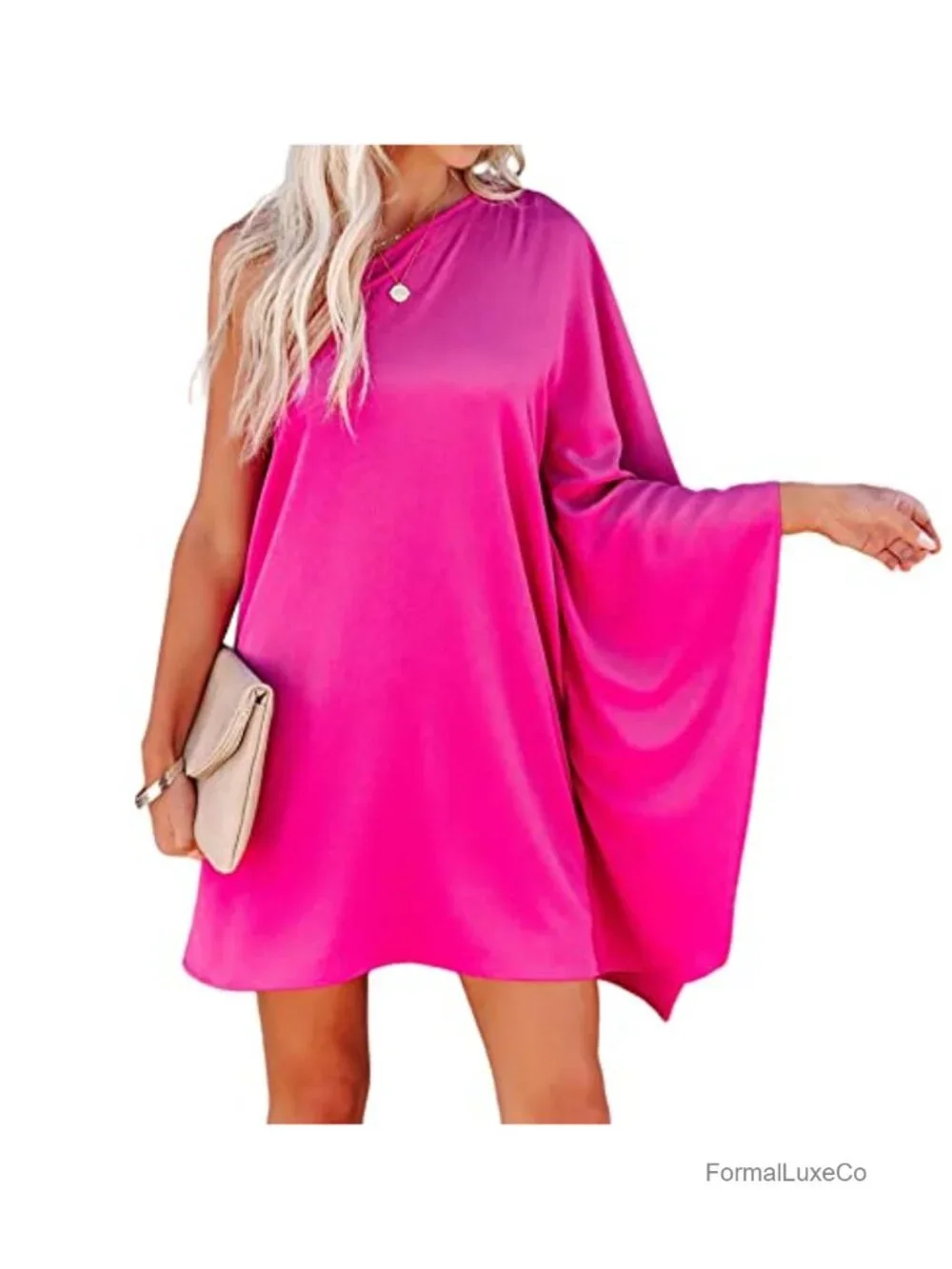 Women's One Shoulder Short Sleeve Mini Dress Polyester Spandex A-Line Party